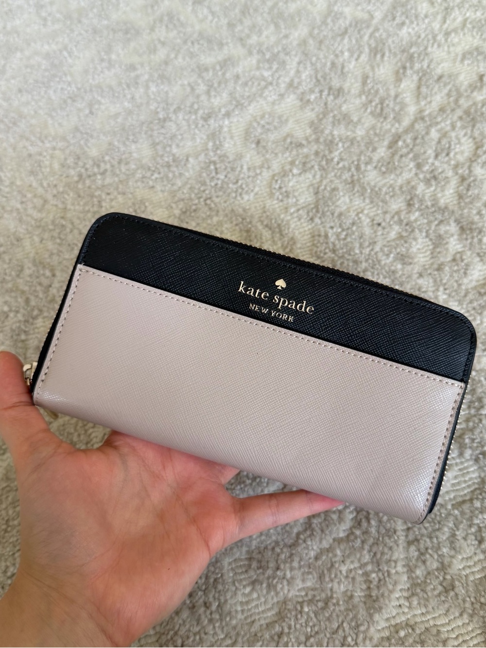 Kate Spade Black and Light Pink Leather Wallet -
Brand New Without Tags